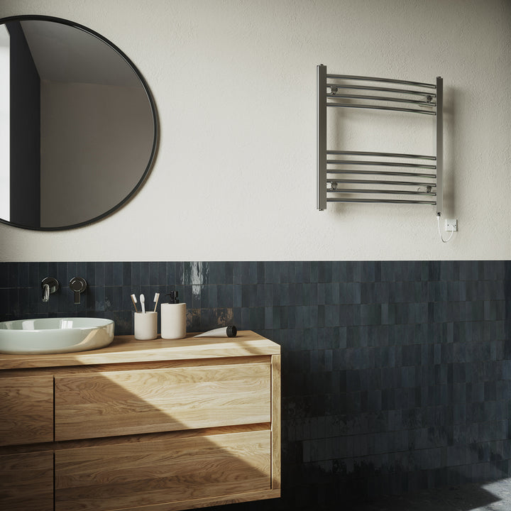 Zennor - Chrome Electric Towel Rail H600mm x W600mm Curved 200w Standard