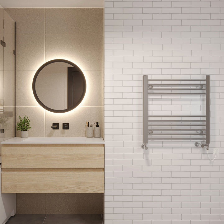 Zennor - Chrome Dual Fuel Towel Rail H600mm x W600mm Standard - Straight