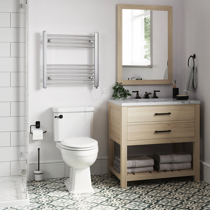 Zennor - Chrome Electric Towel Rail H600mm x W600mm Straight 200w Standard