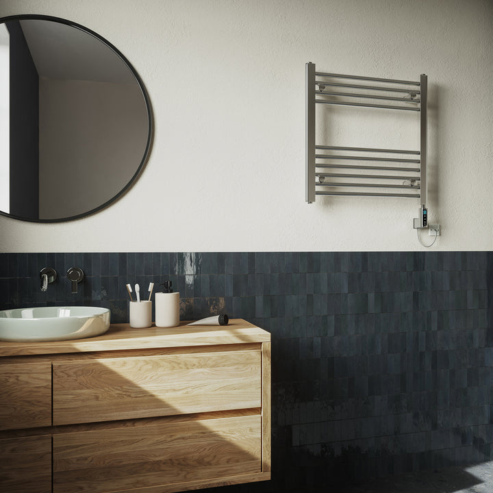 Zennor - Chrome Electric Towel Rail H600mm x W600mm Straight 300w Thermostatic WIFI