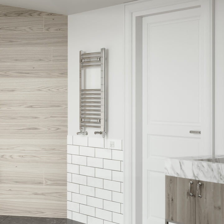 Zennor - Chrome Dual Fuel Towel Rail H800mm x W400mm Standard - Curved