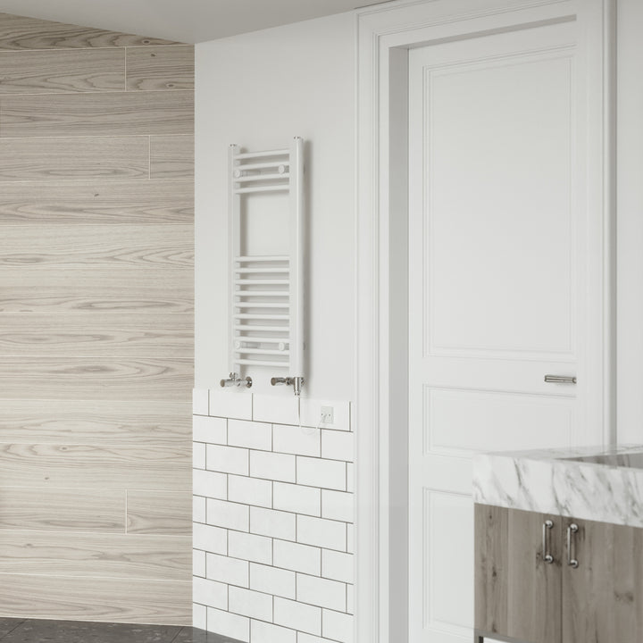 Zennor - White Dual Fuel Towel Rail H800mm x W400mm Standard - Curved