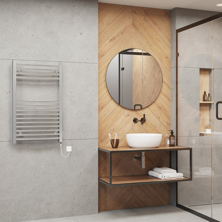 Zennor - Chrome Electric Towel Rail H800mm x W500mm Curved 200w Standard