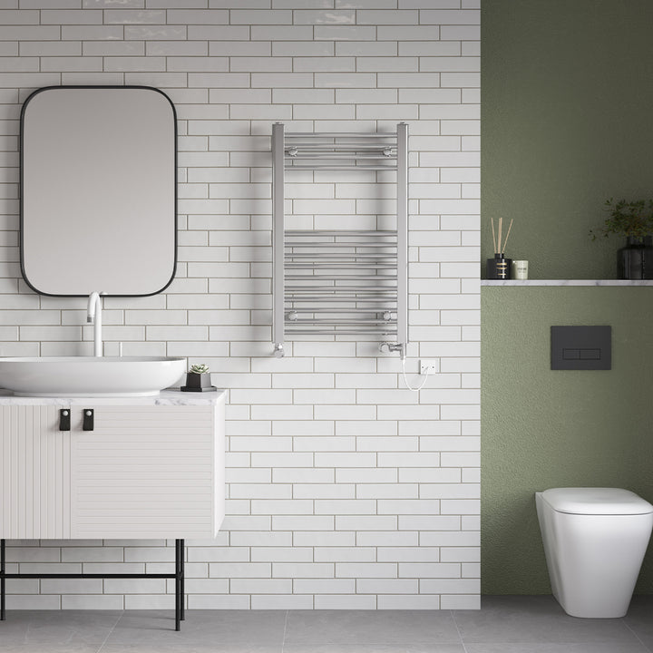 Zennor - Chrome Dual Fuel Towel Rail H800mm x W500mm Standard - Straight