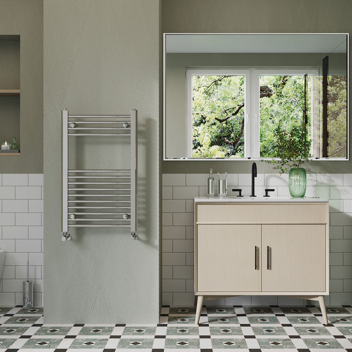 Zennor - Chrome Heated Towel Rail - H800mm x W500mm - Straight