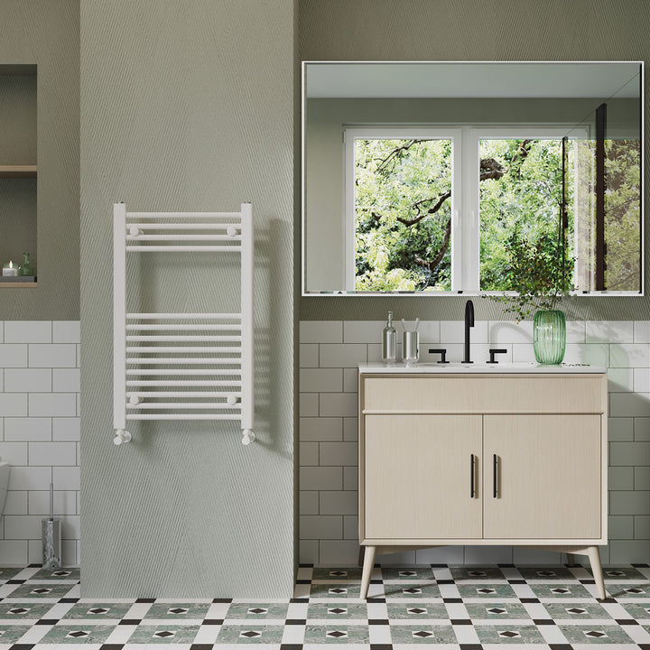 Zennor - White Heated Towel Rail - H800mm x W500mm - Straight