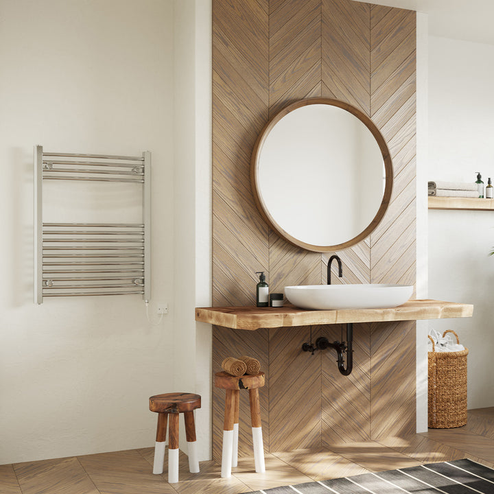 Zennor - Chrome Electric Towel Rail H800mm x W600mm Curved 200w Standard