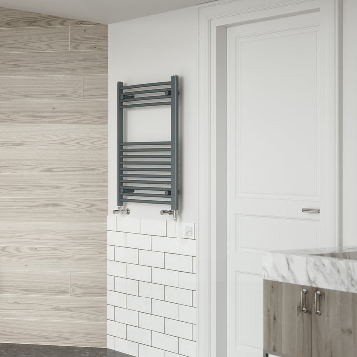 Zennor - Anthracite Dual Fuel Towel Rail H800mm x W600mm Standard - Curved