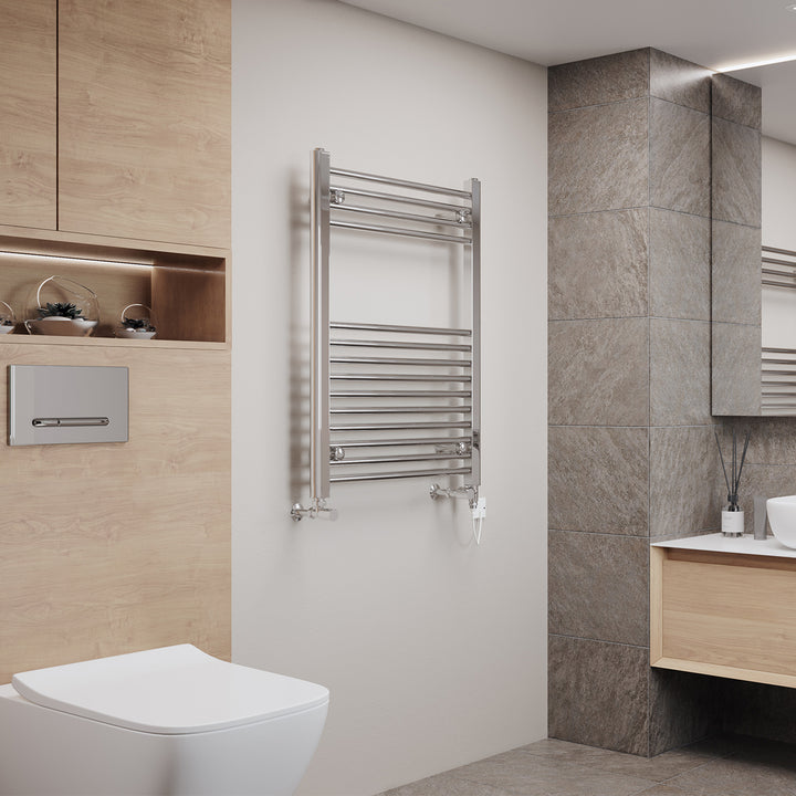 Zennor - Chrome Dual Fuel Towel Rail H800mm x W600mm Standard - Straight