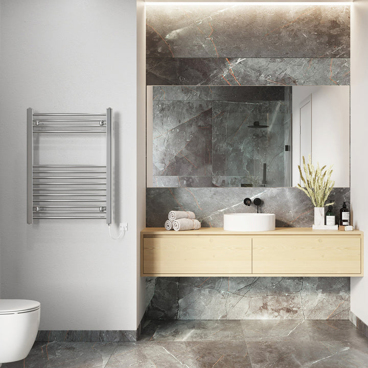 Zennor - Chrome Electric Towel Rail H800mm x W600mm Straight 200w Standard