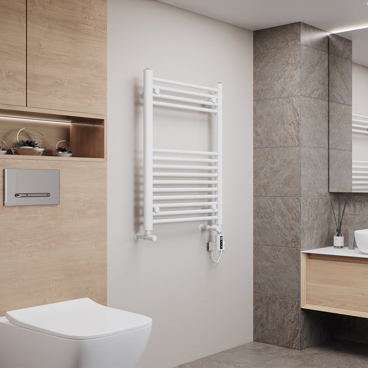 Zennor - White Dual Fuel Towel Rail H800mm x W600mm Thermostatic WIFI - Straight