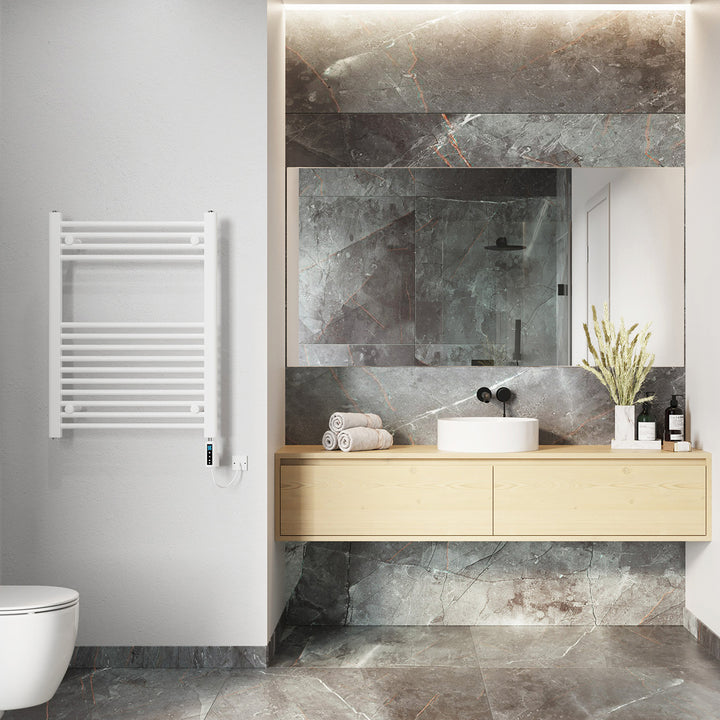 Zennor - White Electric Towel Rail H800mm x W600mm Straight 400w Thermostatic WIFI