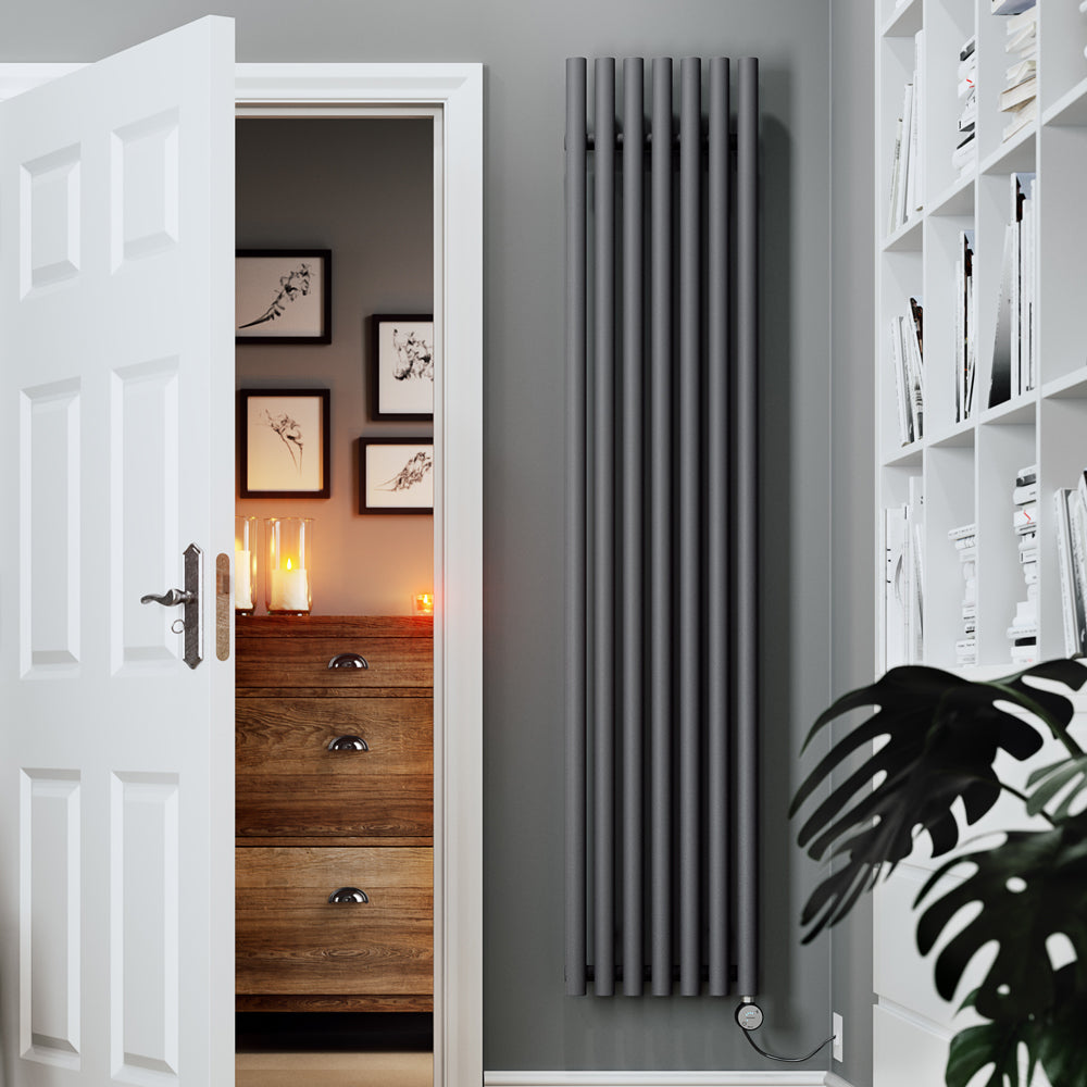Anthracite Vertical Electric Radiator - Rolo-Room | UK Radiators