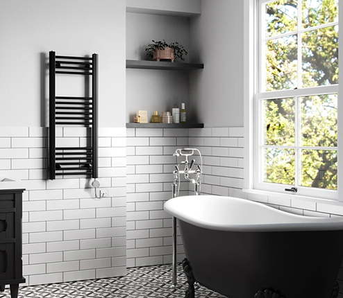 Black electric towel rails