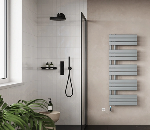 Silver electric towel rails