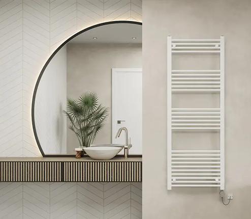 White electric towel rails