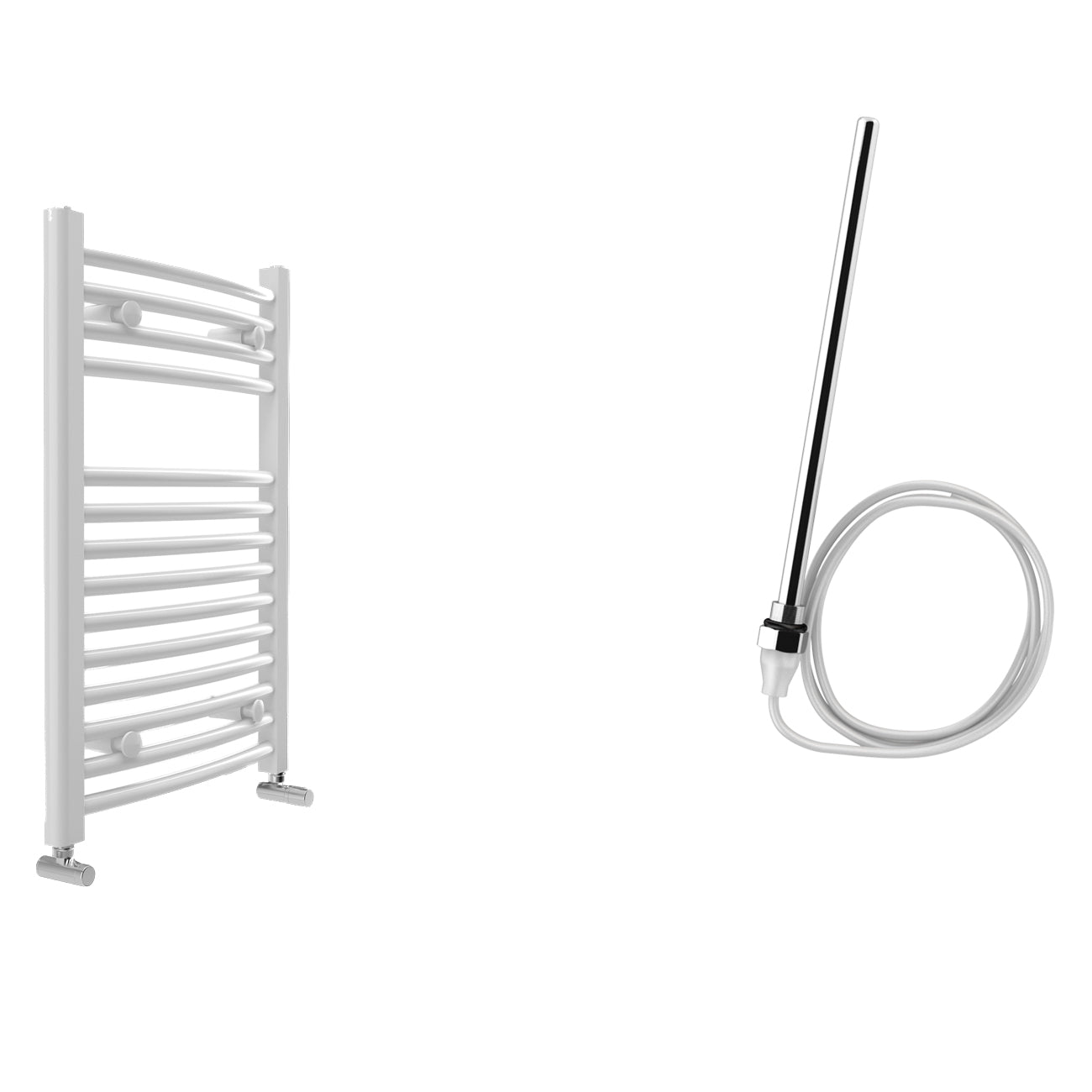San Remo - White Electric Towel Rail - H1430mm x W750mm - 600w Standard - Curved