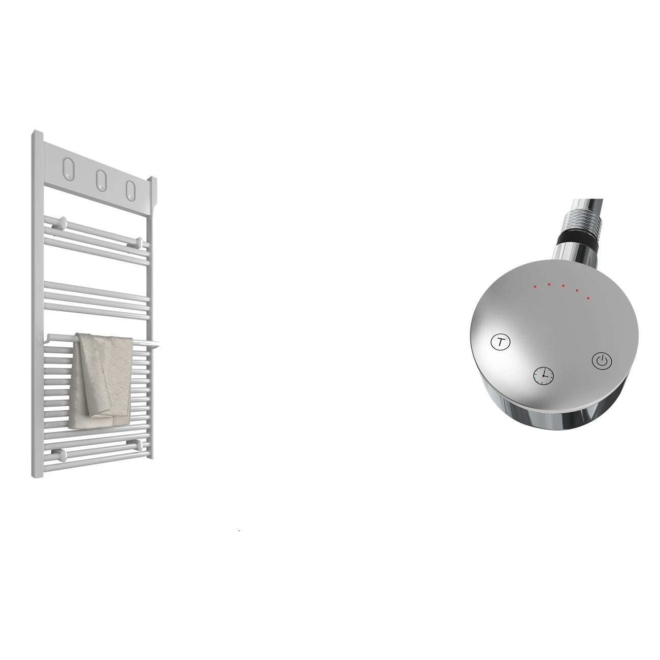 Orvieto - White Electric Towel Rail - H1030mm x W500mm - Straight 600ww Thermostatic