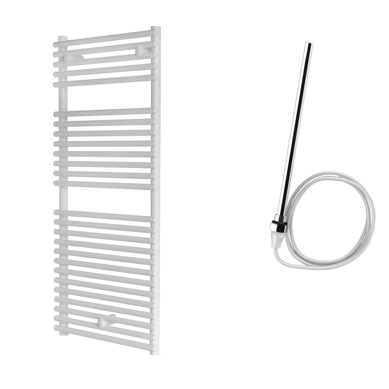 Siracusa - White Electric Towel Rail - H1450mm x W600mm - Straight 600w Standard