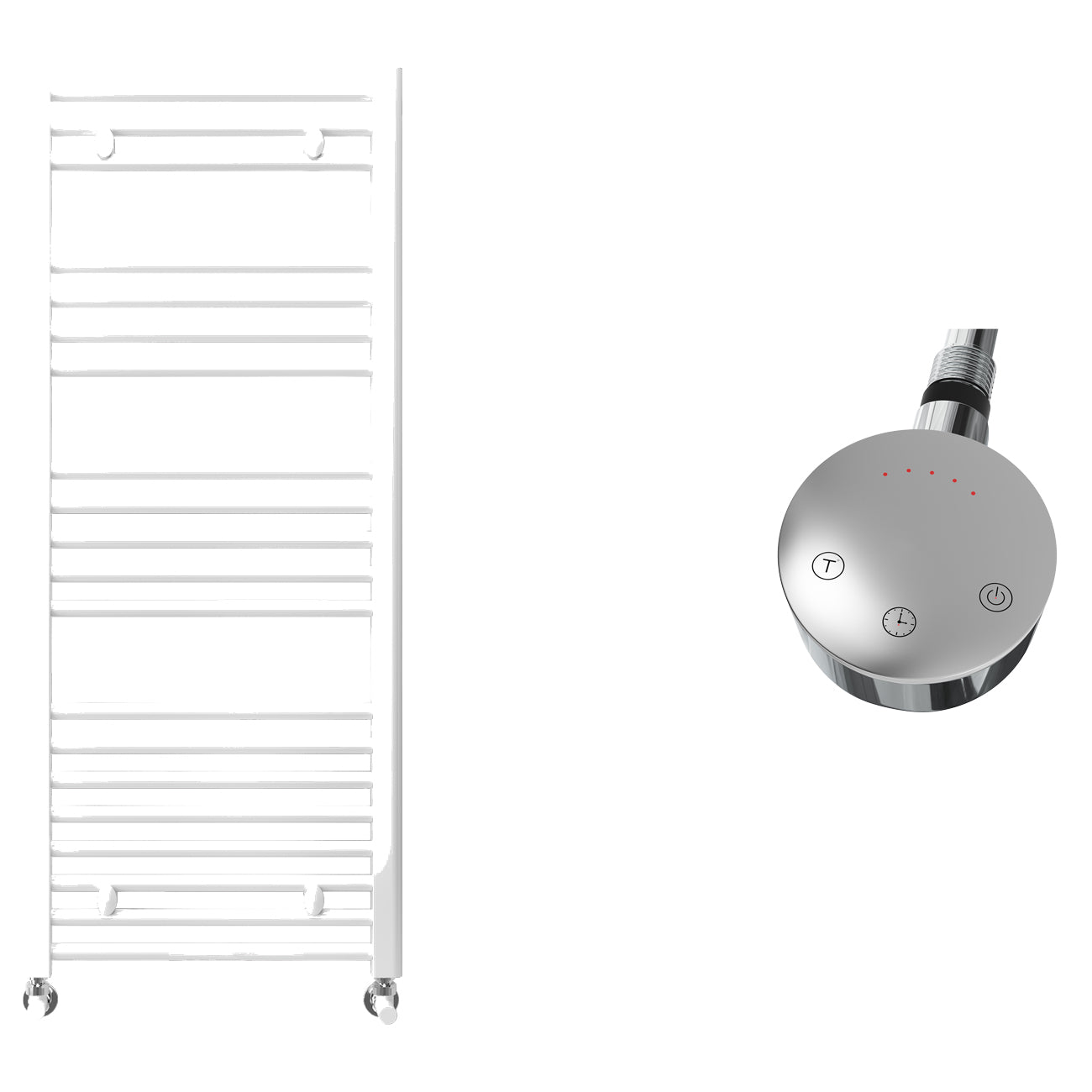 Bolzano - White Electric Towel Rail - H1600mm x W800mm - 1000w Thermostatic - Curved