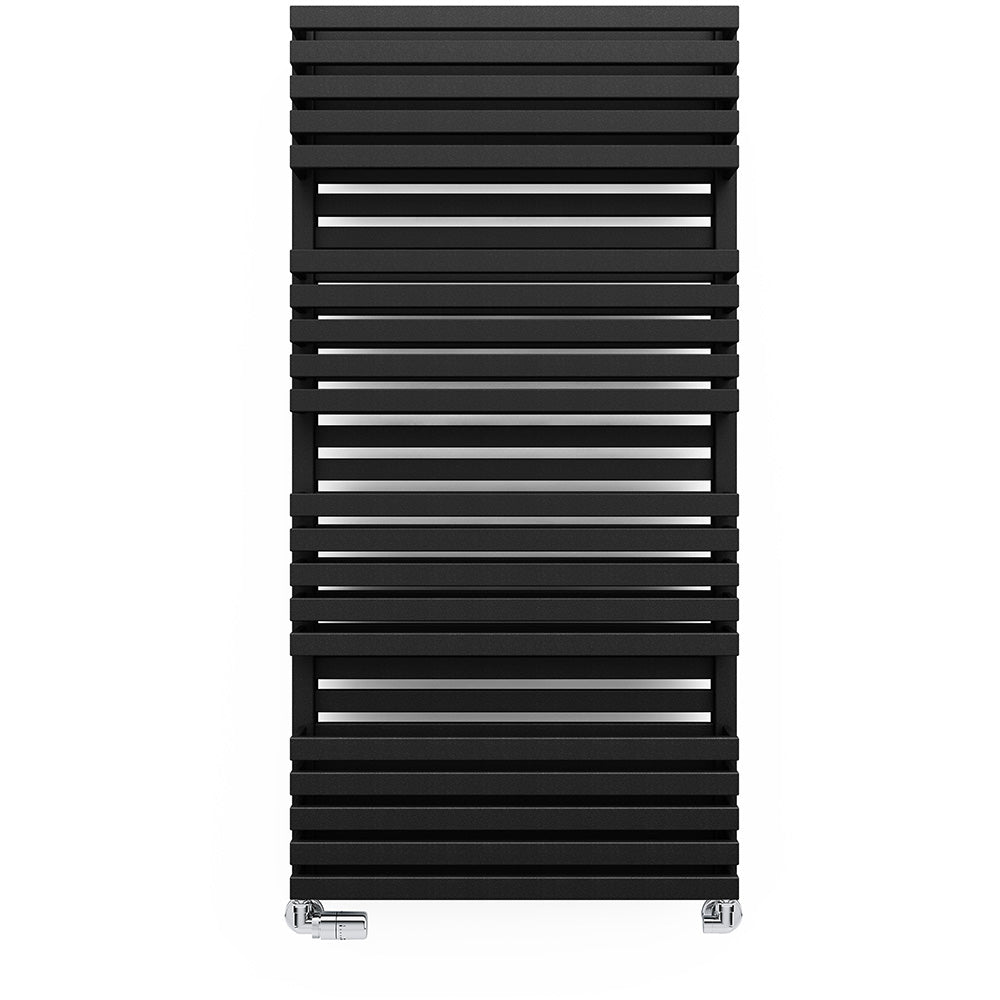 Quadrus - Black Towel Radiator - H1185mm x W600mm