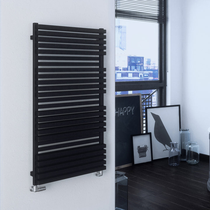 Quadrus - Black Towel Radiator - H1185mm x W600mm