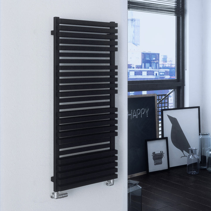 Quadrus - Black Towel Radiator - H1185mm x W450mm