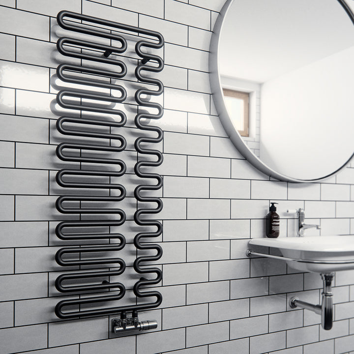 Swale - Black Towel Radiator - H1244mm x W465mm