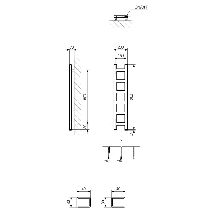 Easy One - Sparkling Gravel Electric Towel Rail H960mm x W200mm 200w Thermostatic