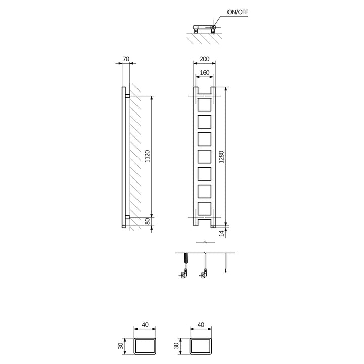 Easy One - Sparkling Gravel Electric Towel Rail H1280mm x W200mm 300w Thermostatic