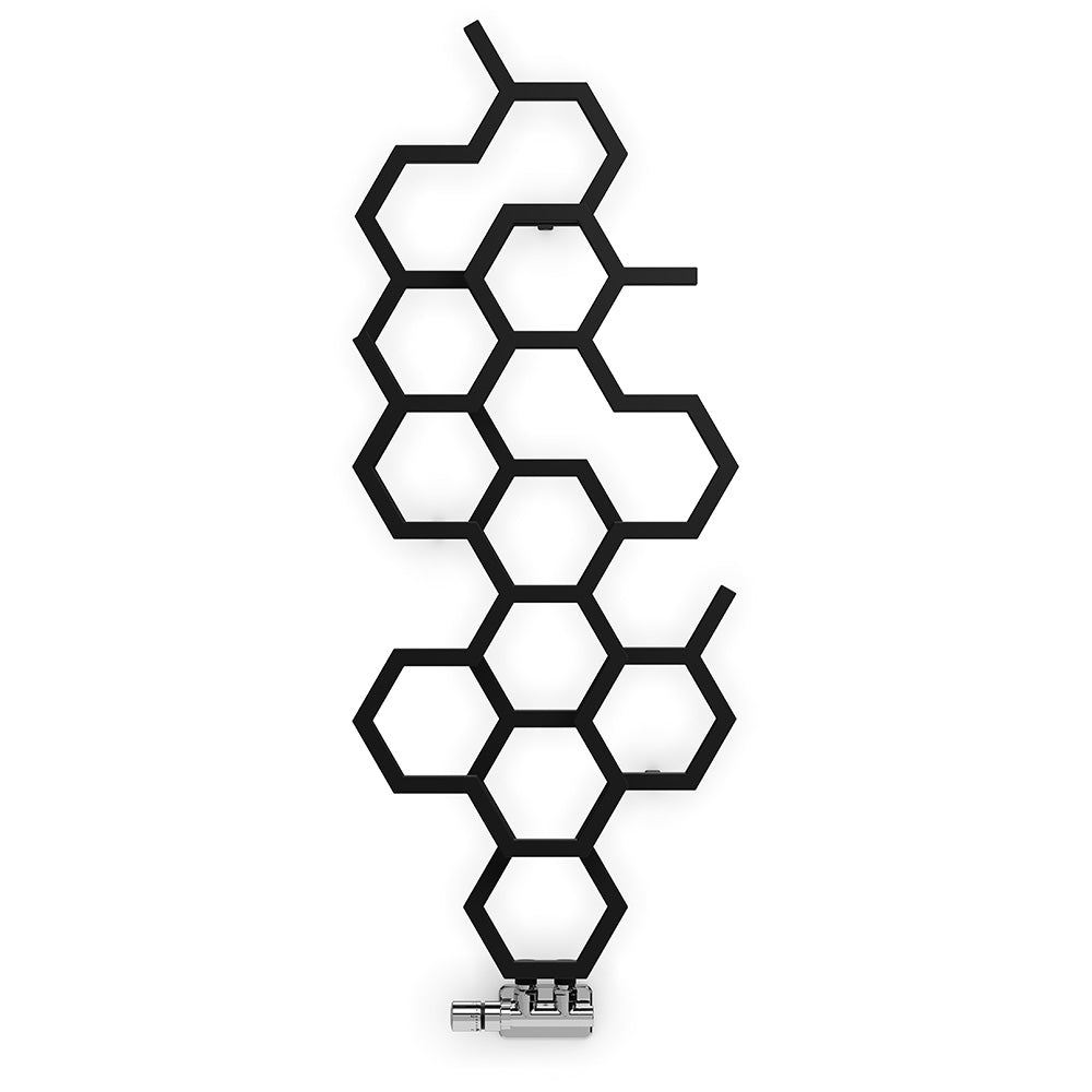 Hex - Black Vertical Designer Radiator H1220mm x W486mm Single Panel