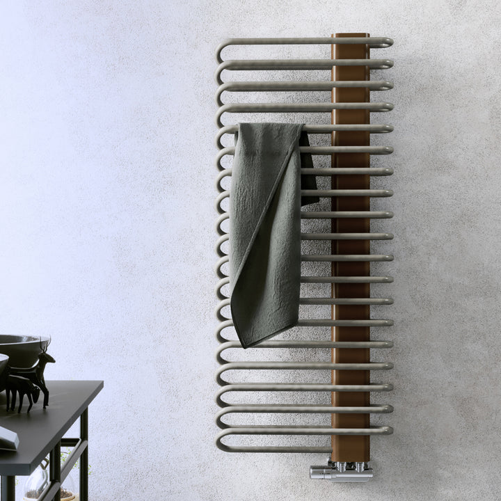 Michelle - Nickel Gloss / Copper Towel Radiator - H1200mm x W500mm