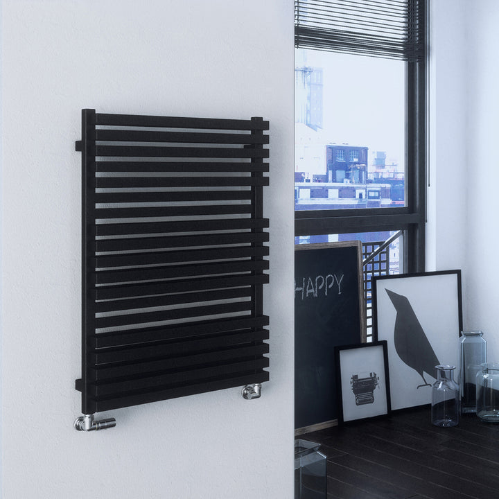 Quadrus - Black Towel Radiator - H870mm x W600mm