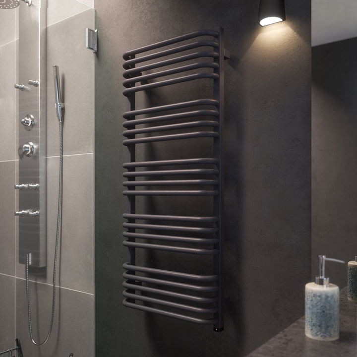 Alex One - Modern Grey Electric Towel Rail H1140mm x W500mm 600w Thermostatic