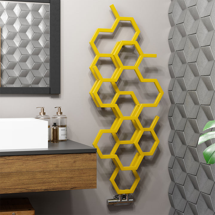 Hex - Mustard Vertical Designer Radiator H1220mm x W486mm Single Panel