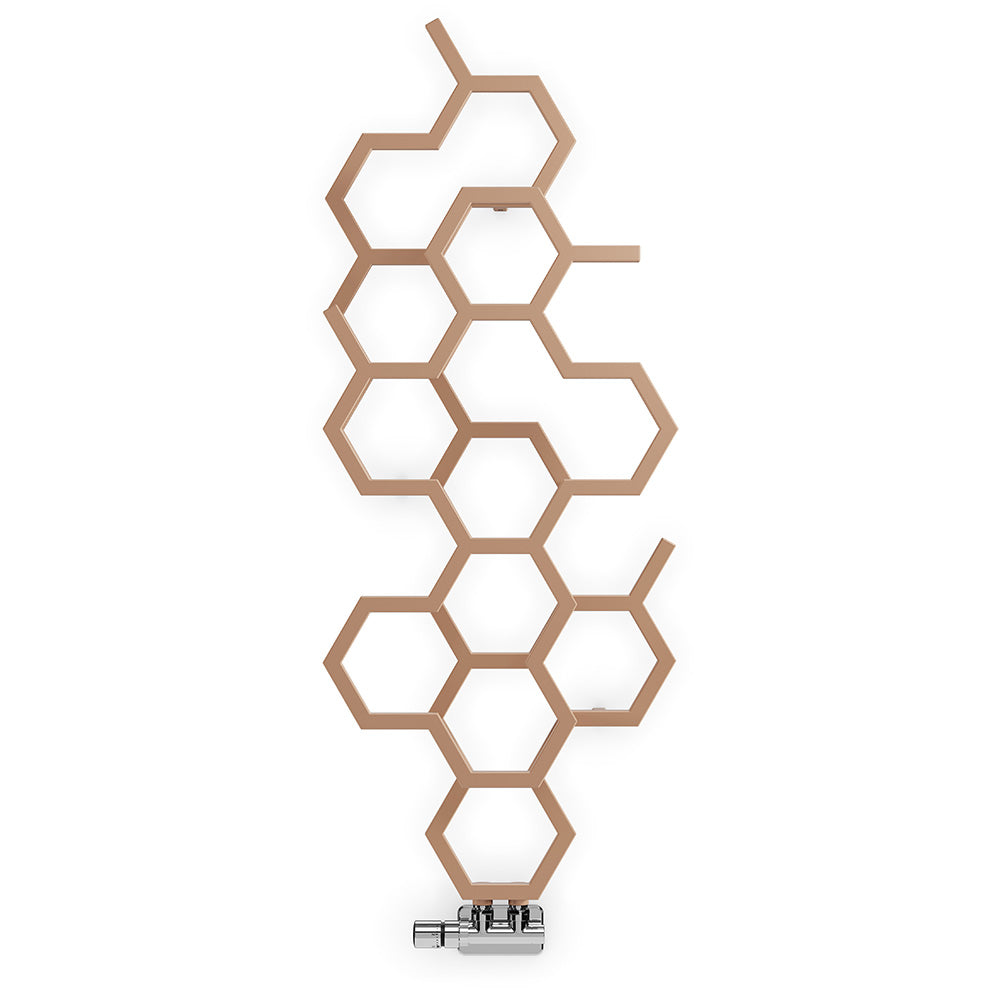 Copper Vertical Designer Radiators H1220mm x W486mm Single Panel - Hex ...