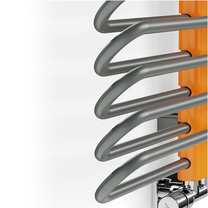 Michelle - Graphite / Orange Towel Radiator - H1200mm x W500mm