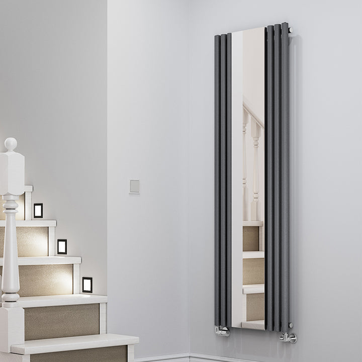 Rolo-Mirror - Anthracite Vertical Designer Radiator H1800mm x W590mm Single Panel