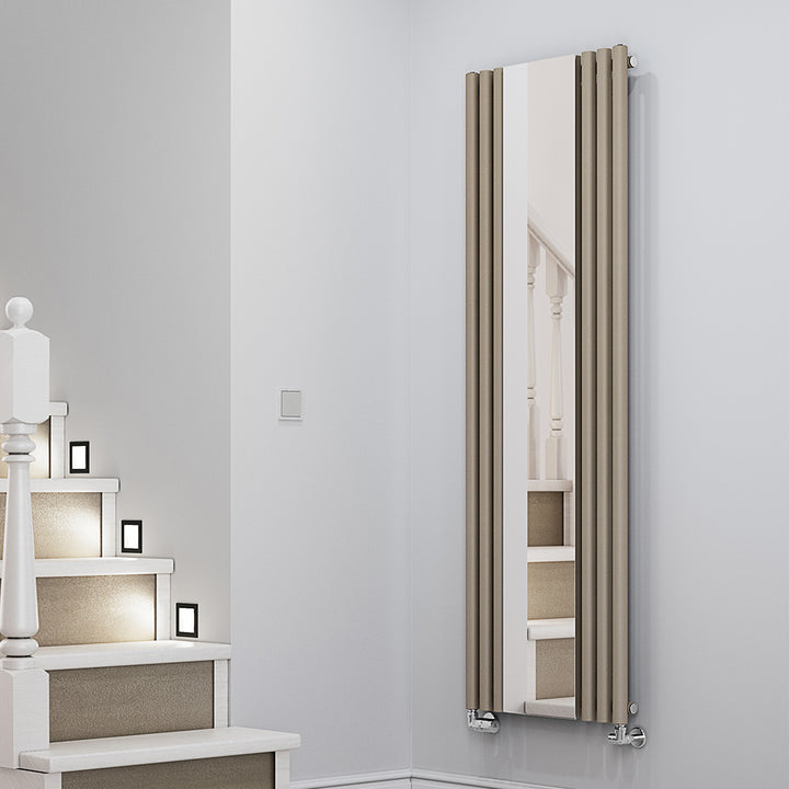 Rolo-Mirror - Quartz Mocha Vertical Designer Radiator H1800mm x W590mm Single Panel