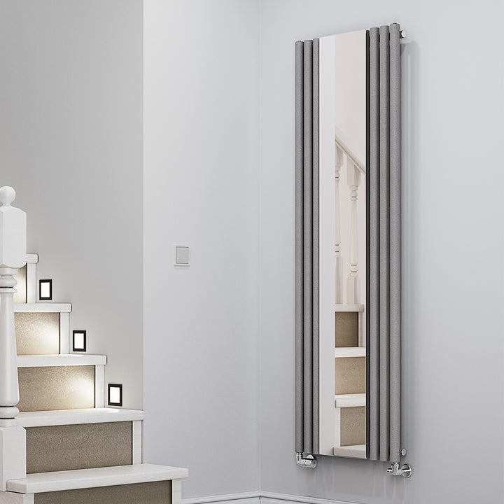 Rolo-Mirror - Salt & Pepper Vertical Designer Radiator H1800mm x W590mm Single Panel