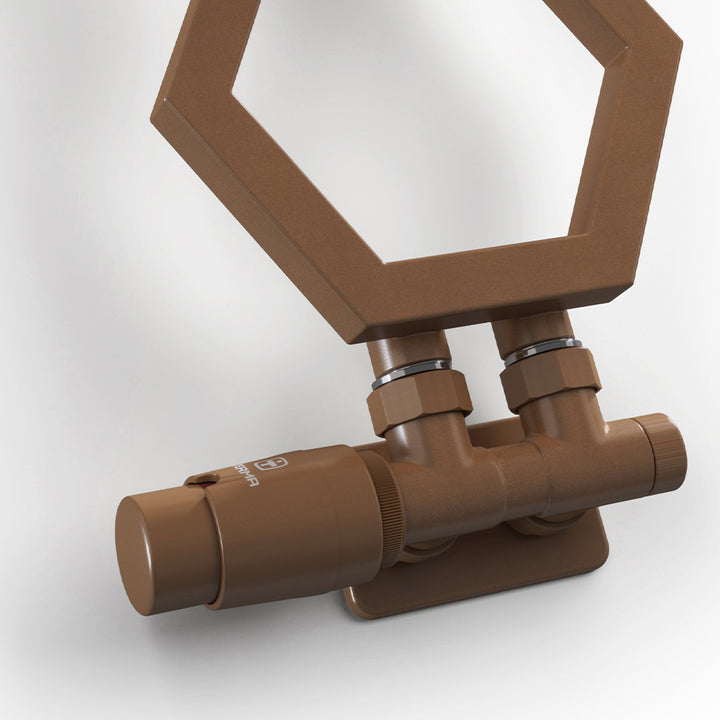 Terma Hex - Copper Left Side Thermostatic Valve Angled 15mm