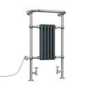 Arundel - Anthracite Traditional Dual Fuel Towel Rail H963mm x W538mm Thermostatic - Floor Standing