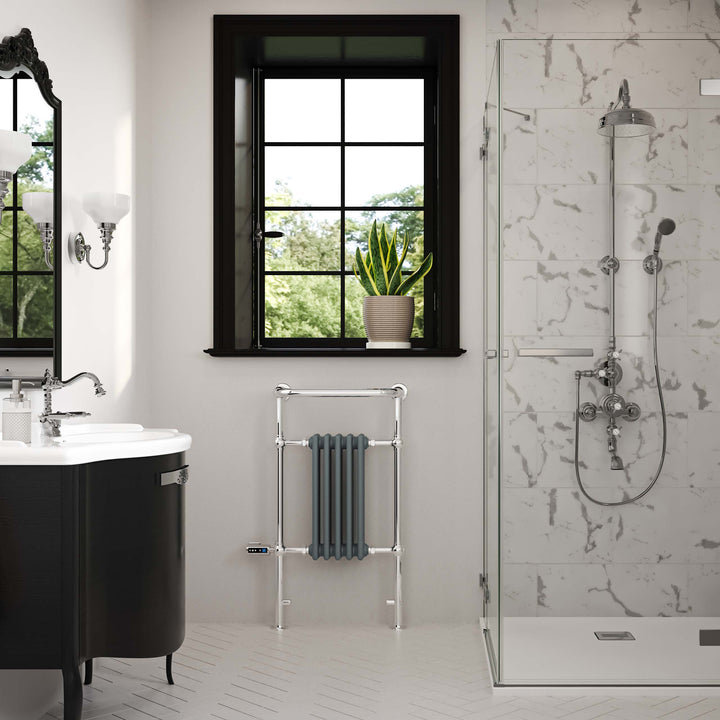 Arundel - Anthracite Traditional Electric Towel Rail H963mm x W538mm 300w Thermostatic WIFI