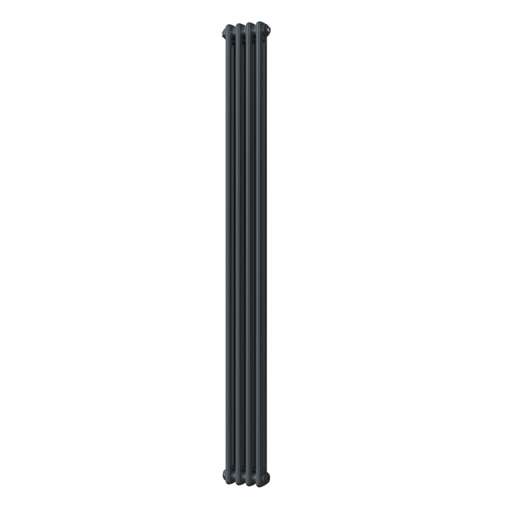 Alpha - Anthracite Vertical Column Radiator H1800mm x W196mm 2 Column - Feet Included