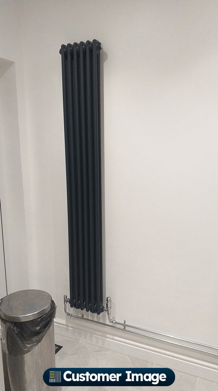 Alpha - Anthracite Vertical Column Radiator H1800mm x W284mm 2 Column - Feet Included