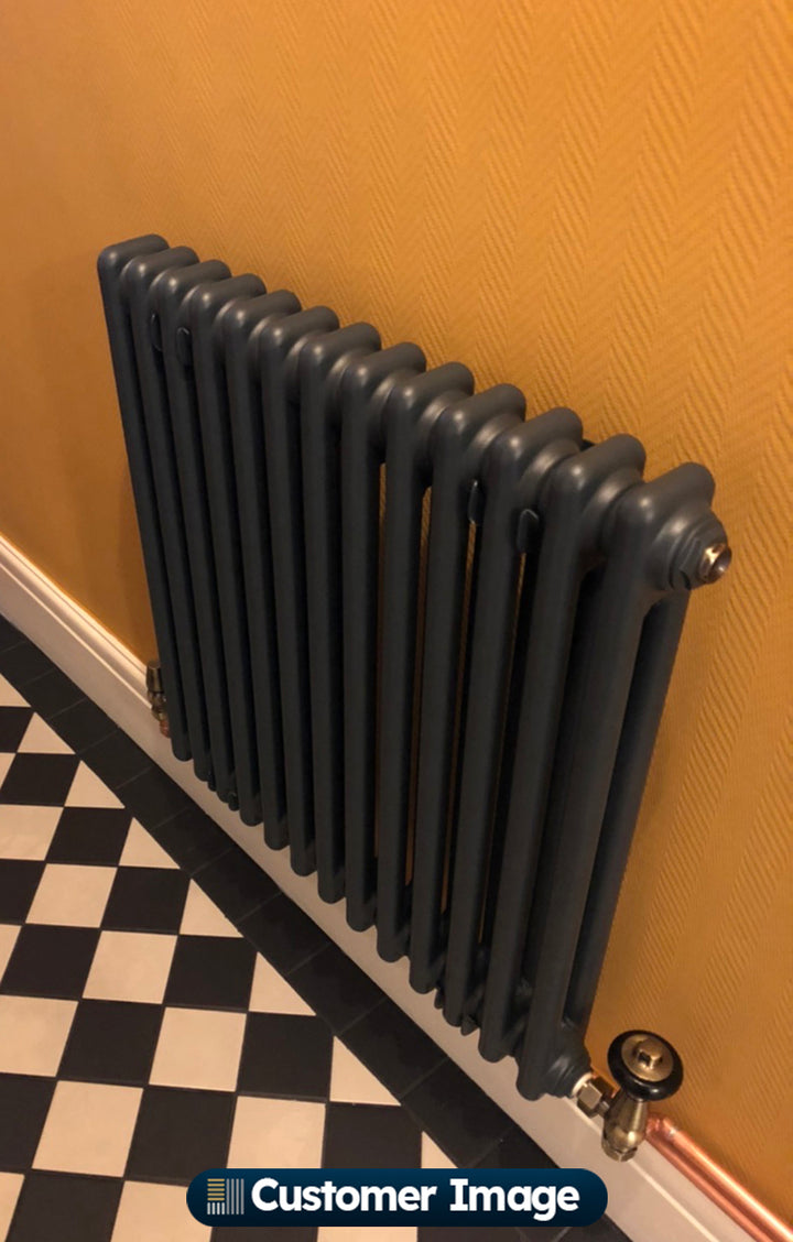 Alpha - Anthracite Column Radiator H600mm x W592mm 2 Column - Feet Included