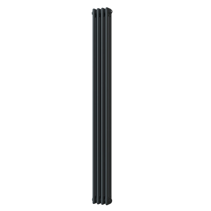 Alpha - Anthracite Vertical Column Radiator H1800mm x W198mm 3 Column - Feet Included