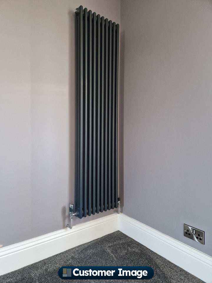 Alpha - Anthracite Vertical Column Radiator H1800mm x W465mm 3 Column - Feet Included