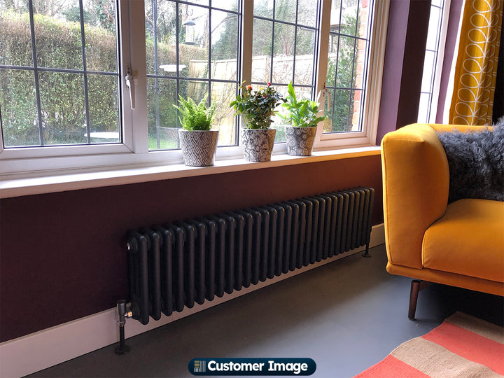 Alpha - Anthracite Column Radiator H300mm x W1355mm 3 Column - Feet Included
