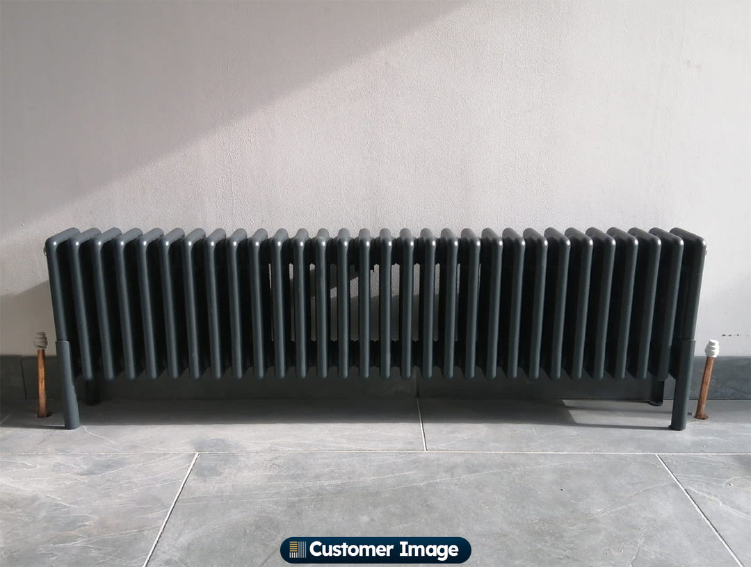 UK Radiators - Alpha Anthracite 4 Column Radiator 300mm x 1340mm installed in hallway 